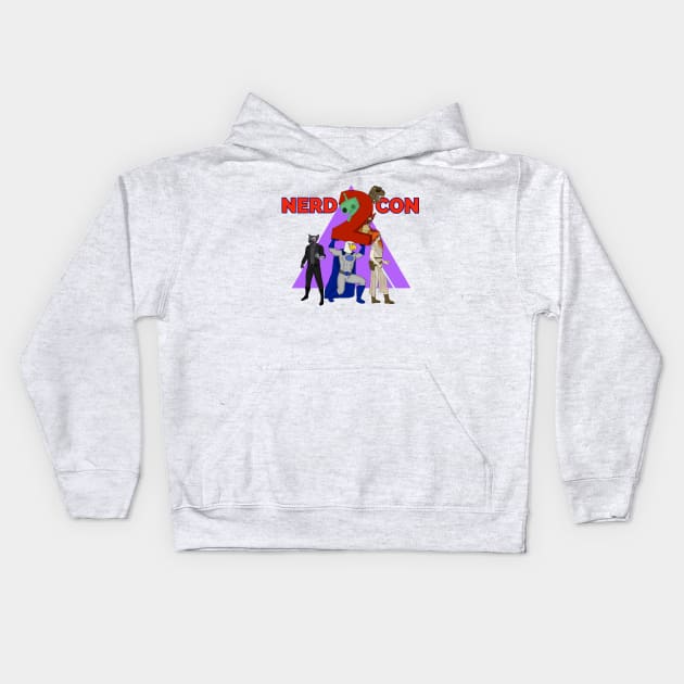 Nerd Con 2 Color Kids Hoodie by AndrewValdezVisuals